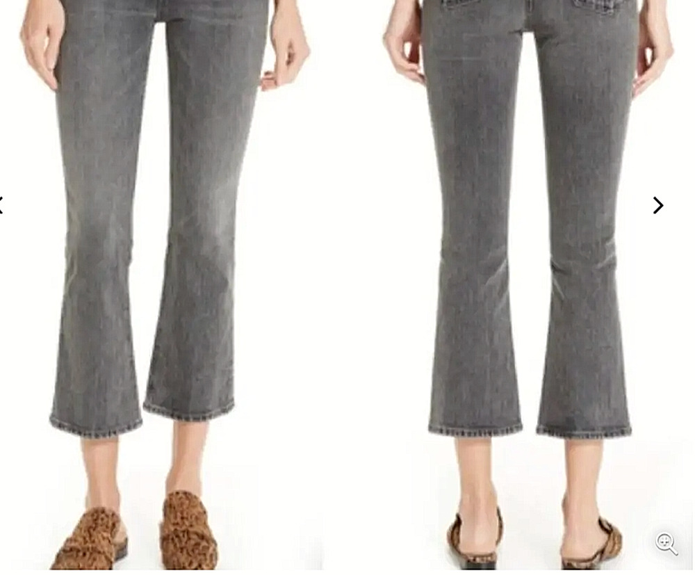 Rag & Bone Hana High Rise Crop Flare Jeans Women's 26 Washed Black Bootcut Denim